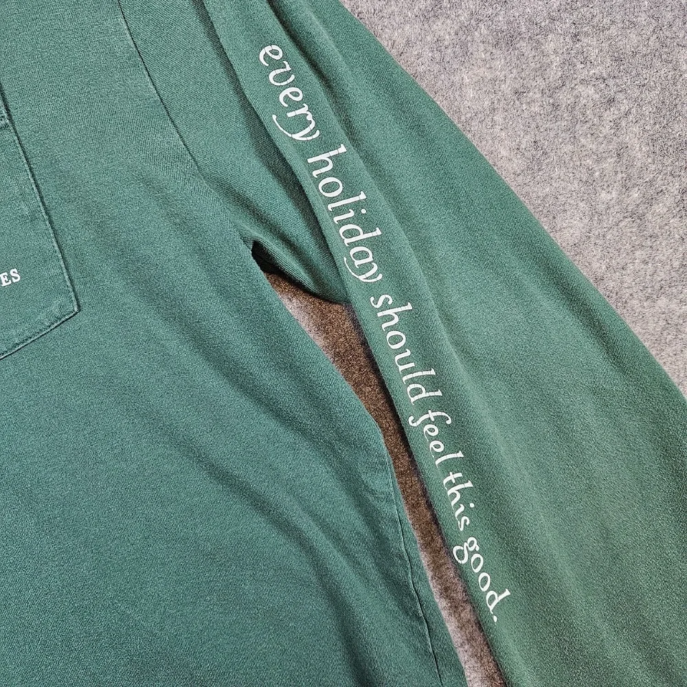 Vineyard Vines Green Long Sleeve Tee T-Shirt Size‎ M Holidays Christmas Cotton